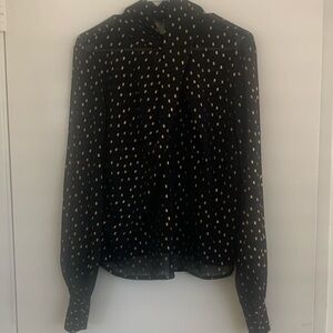 Black Blouse with Gold Polka Dots